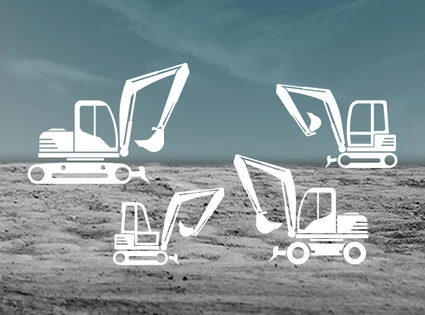 Verschiedene Bagger-Typen auf einer Baustelle