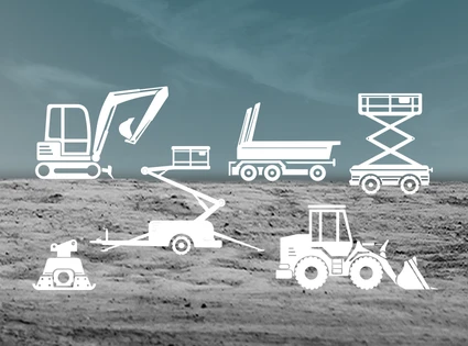 Verschiedene Baumaschinen auf einer Baustelle