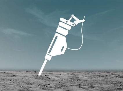 Baggeranbaugerät auf der Baustelle