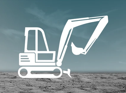 Minibagger auf einer Baustelle Minibagger auf einer Baustelle