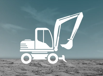 Mobilbagger auf einer Baustelle 