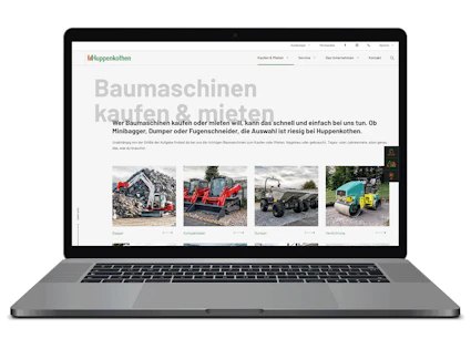 notebook mit huppenkothen baumaschinen website